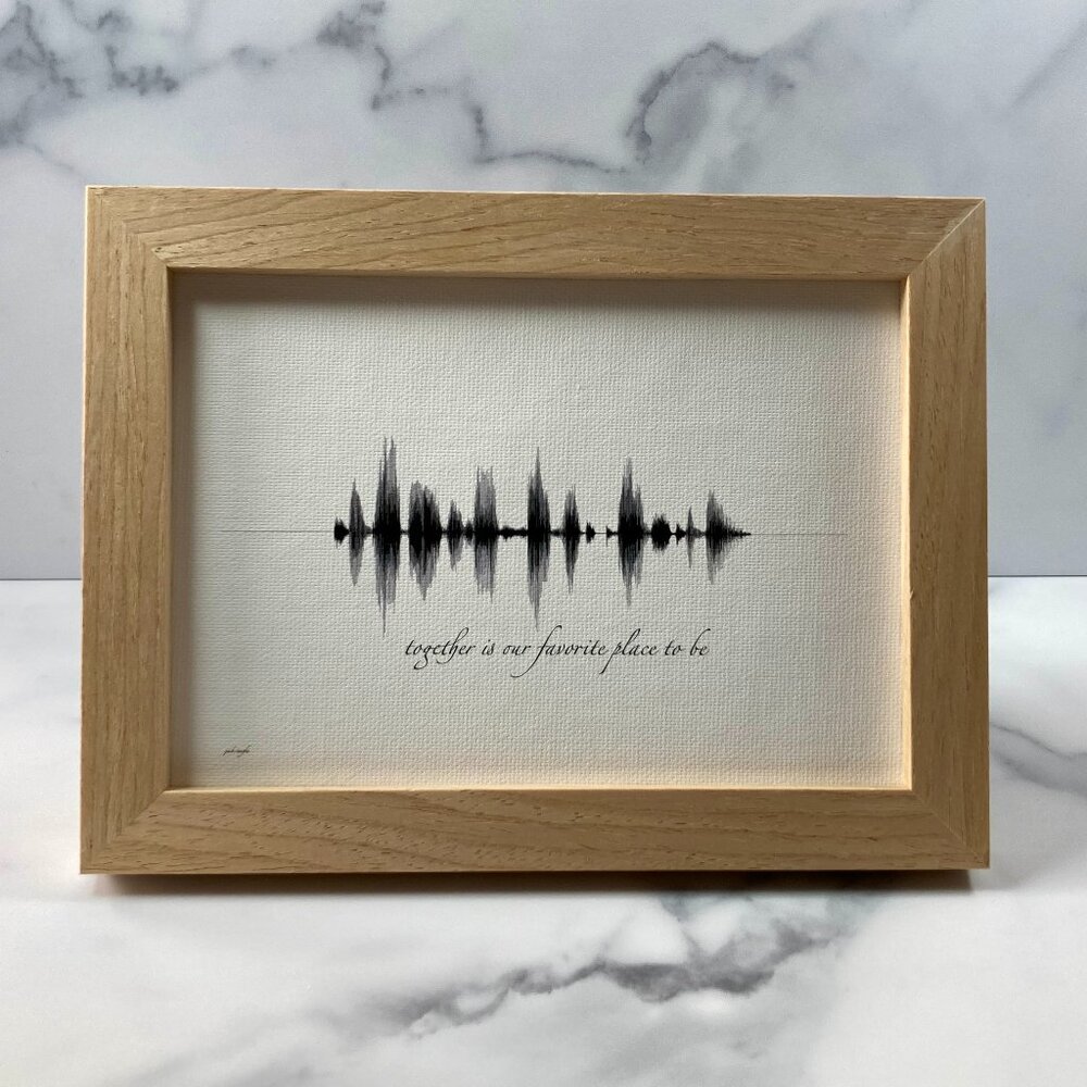 NEW Together Is Our Favorite Soundwave Framed Canvas 5x7in Black White Rustic